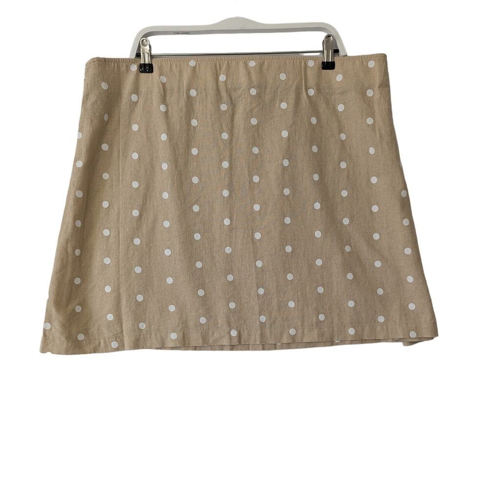 Old Navy Womens Beige Polka-dot Linen-Blend A Line Skirt XXL Lightweight New